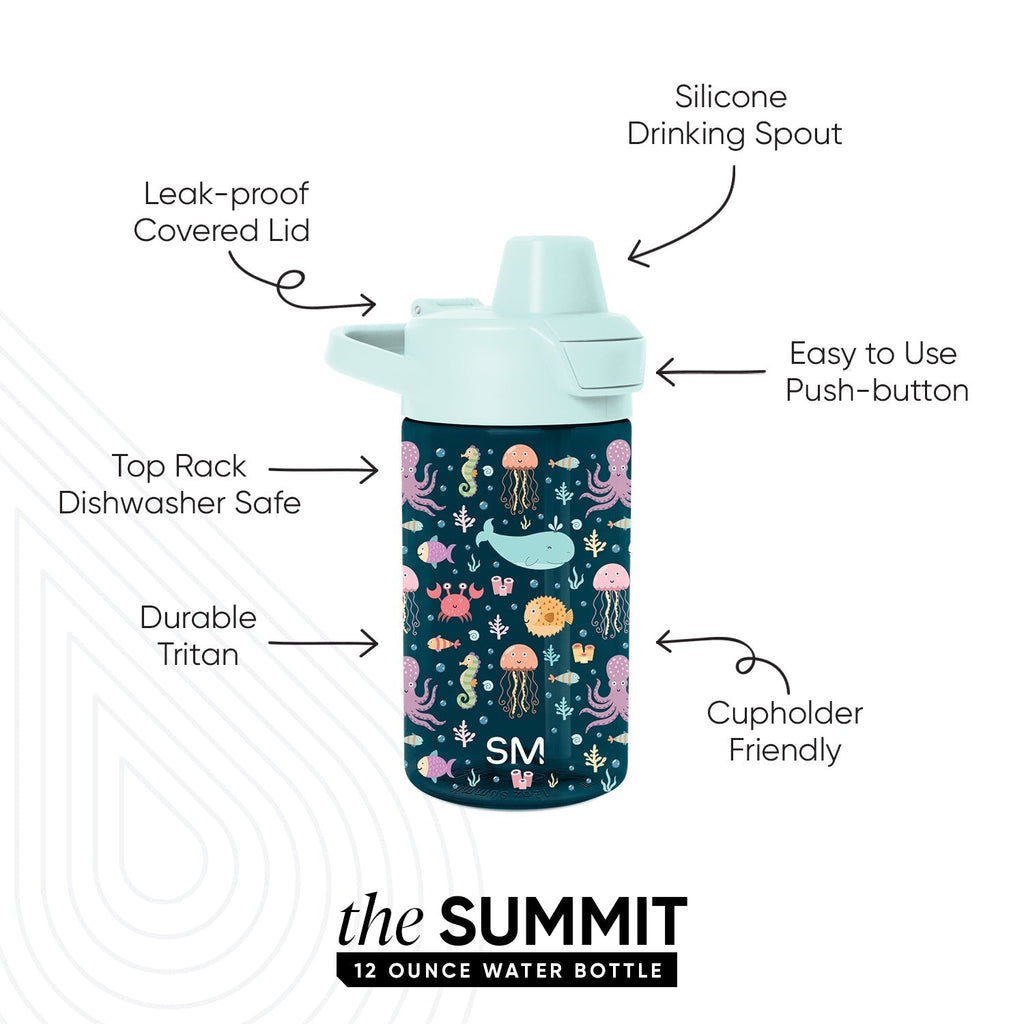 Summit Kids Plastic Water Bottle with Simple Flip Straw Lid