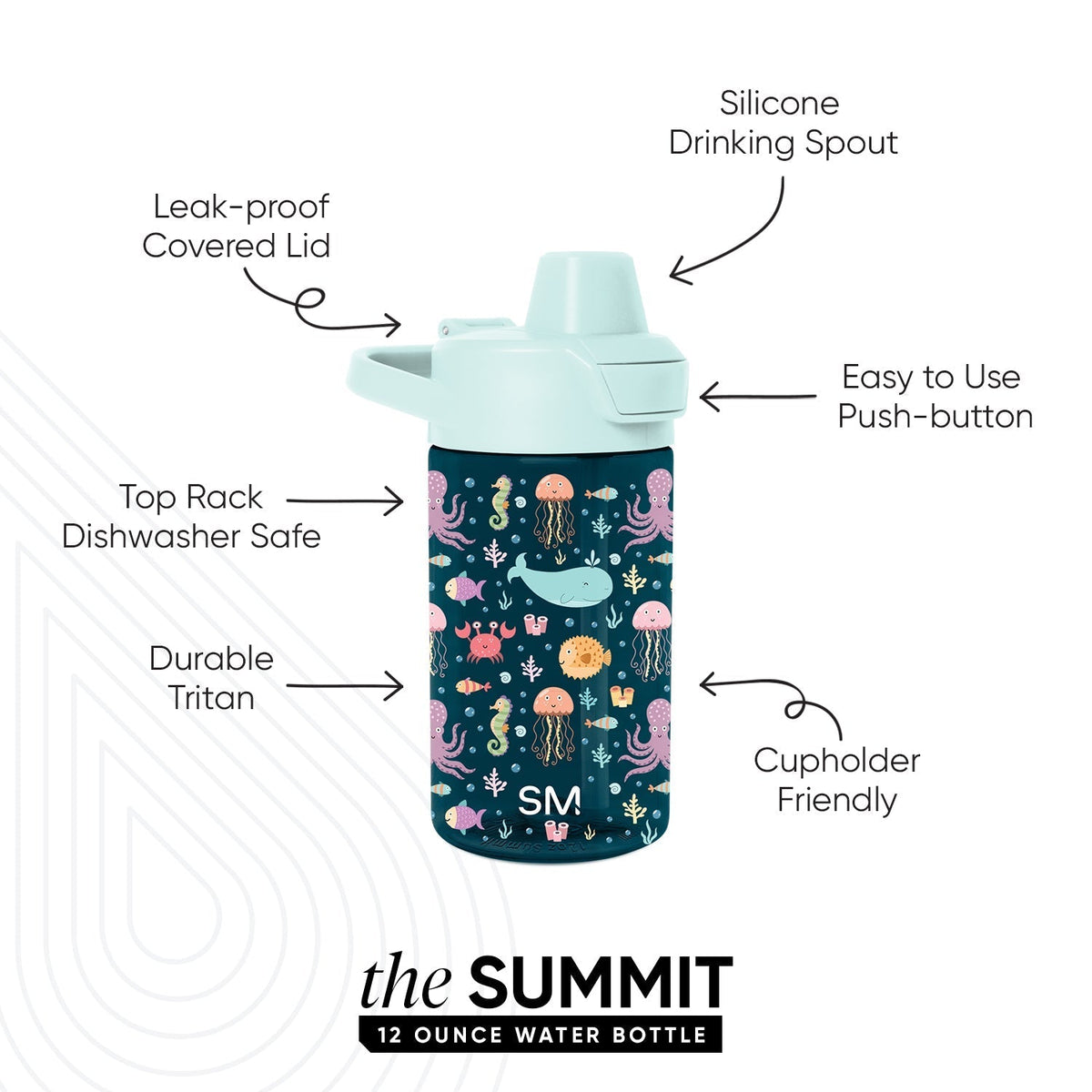 Summit Kids Plastic Water Bottle with Simple Flip Straw Lid